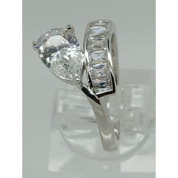 2.4CT Vintage Gold Plated Pear Radiant Cut Sim Diamond CZ Engagement Ring - Picture 7 of 10